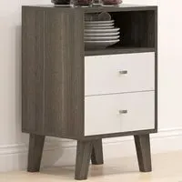 2 Drawer Bedside Table Set of 2 - Grey