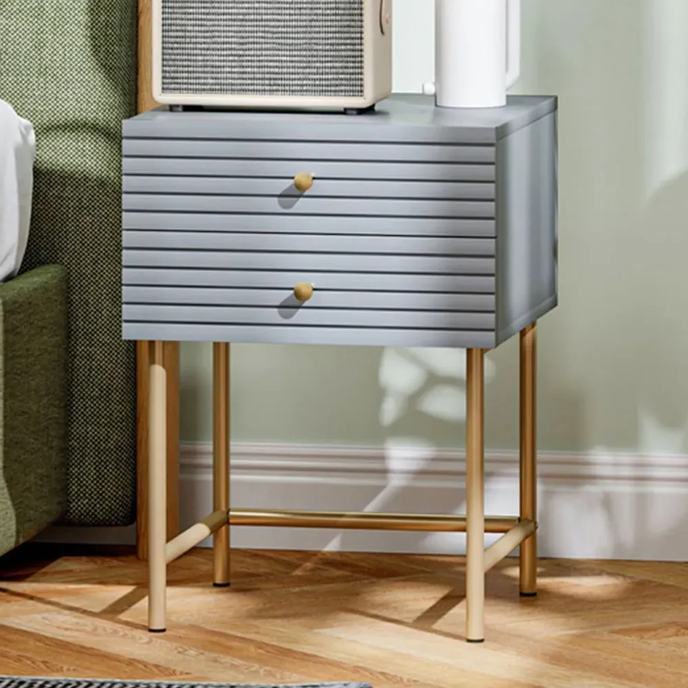 2 Drawer Bedside Table Set of 2 - Grey