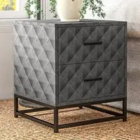 2 Drawer Bedside Table Set of 3 - Grey