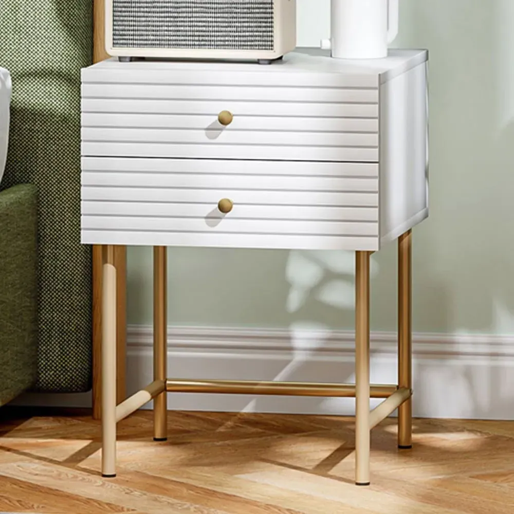 2 Drawer Bedside Table Set of 3 - White
