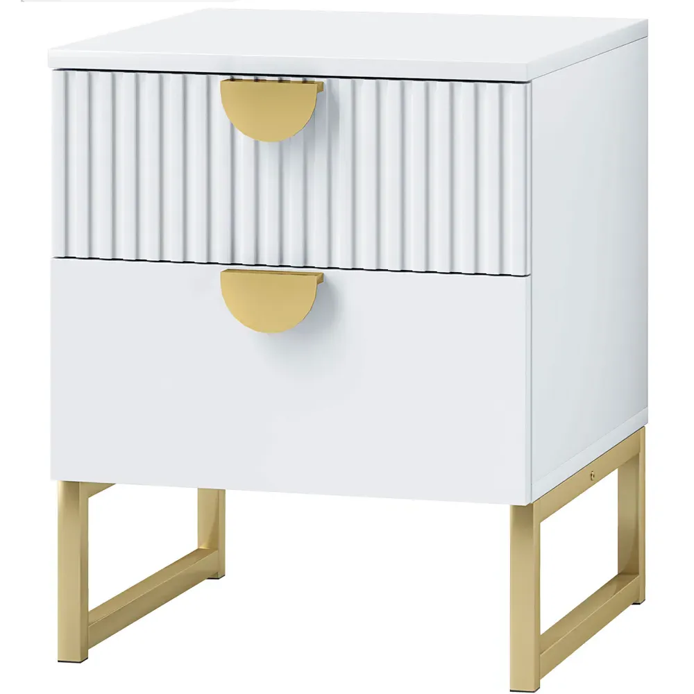 2 Drawer Bedside Table - White