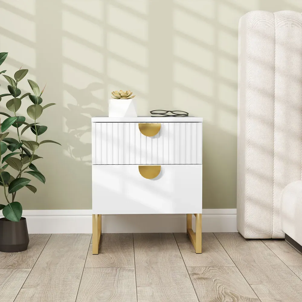 2 Drawer Bedside Table - White