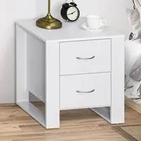 2 Drawer Bedside Table - White