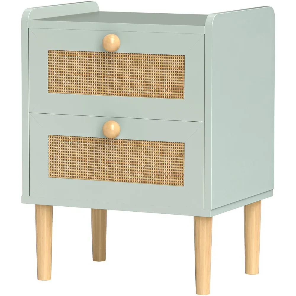 2 Drawer Chest of Drawers - Olive Green, Rattan