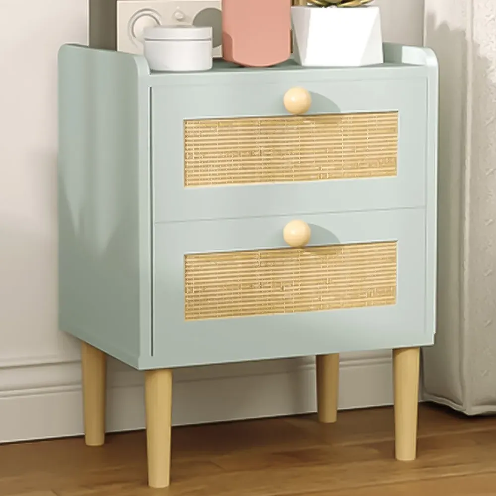 2 Drawer Chest of Drawers - Olive Green, Rattan