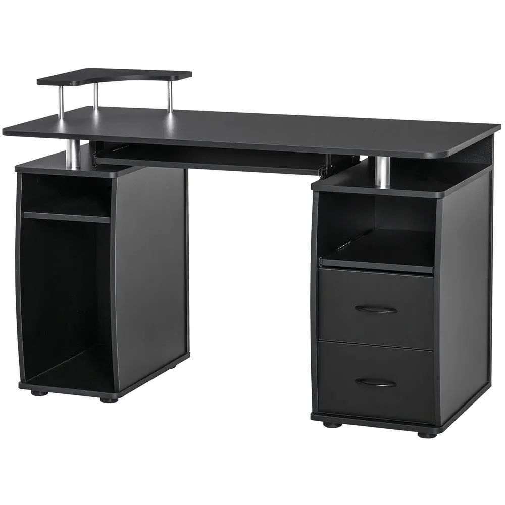 2 Drawer Computer Desk with Storage - Black
