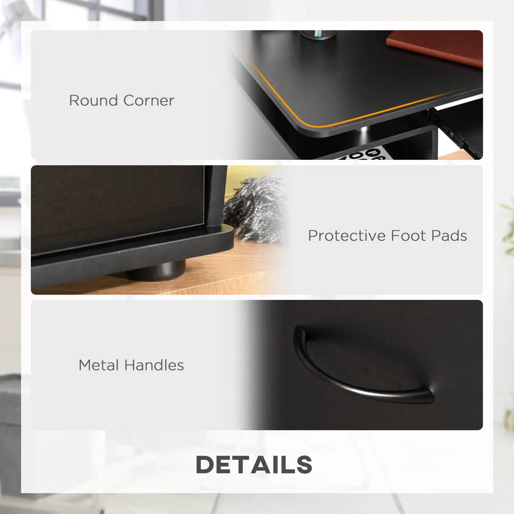 2 Drawer Computer Desk with Storage - Black