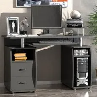 2 Drawer Computer Desk with Storage - Black
