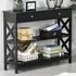 2 Drawer Console Table with Shelves - Black