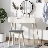 2 Drawer Dressing Table Set with Mirror - White