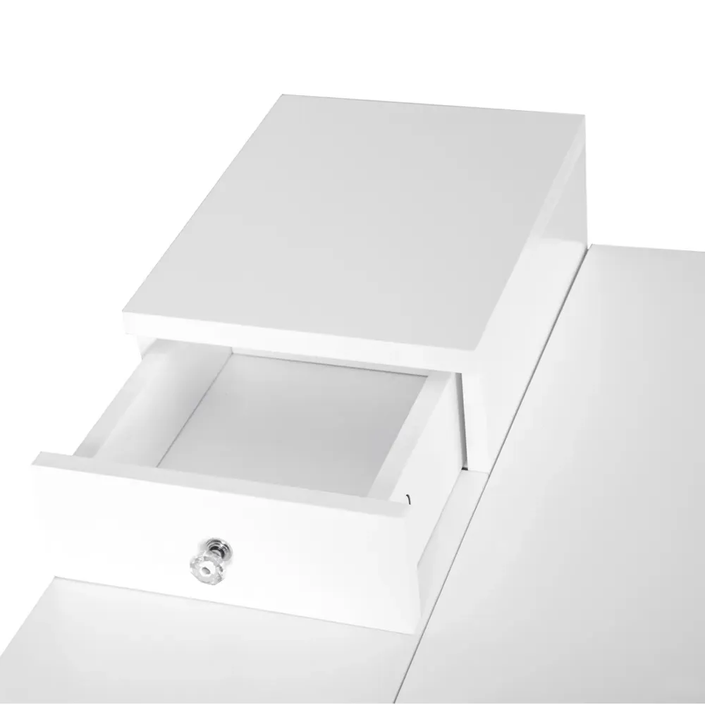 2 Drawer Dressing Table with Flip Up Mirror - White