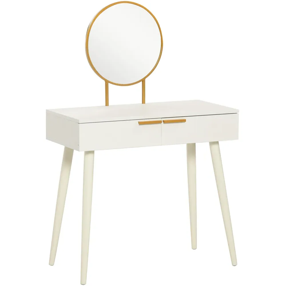 2 Drawer Dressing Table with Mirror - White