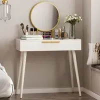2 Drawer Dressing Table with Mirror - White