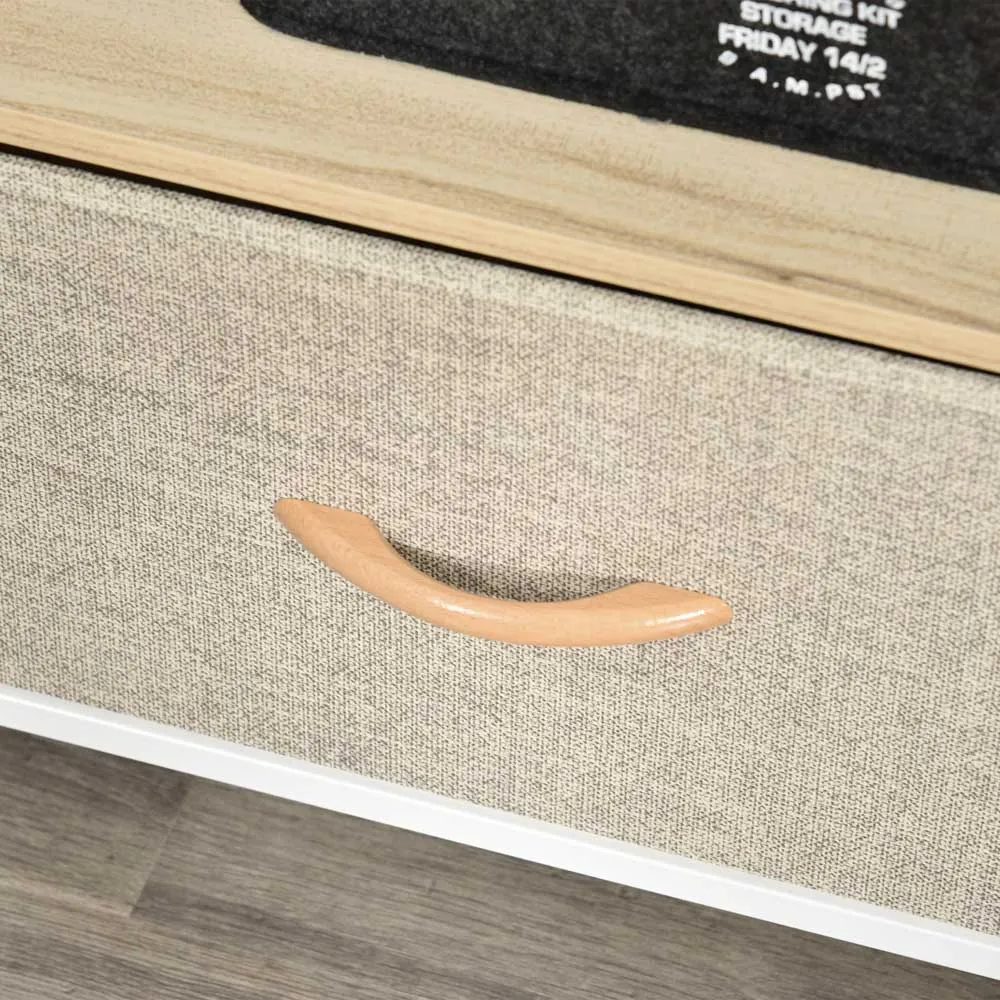 2 Drawer Foldable TV Cabinet - Maple Wood Effect, Steel