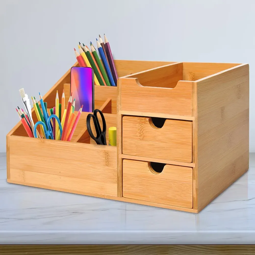 2 Drawer Multi Function Storage Caddy - Brown