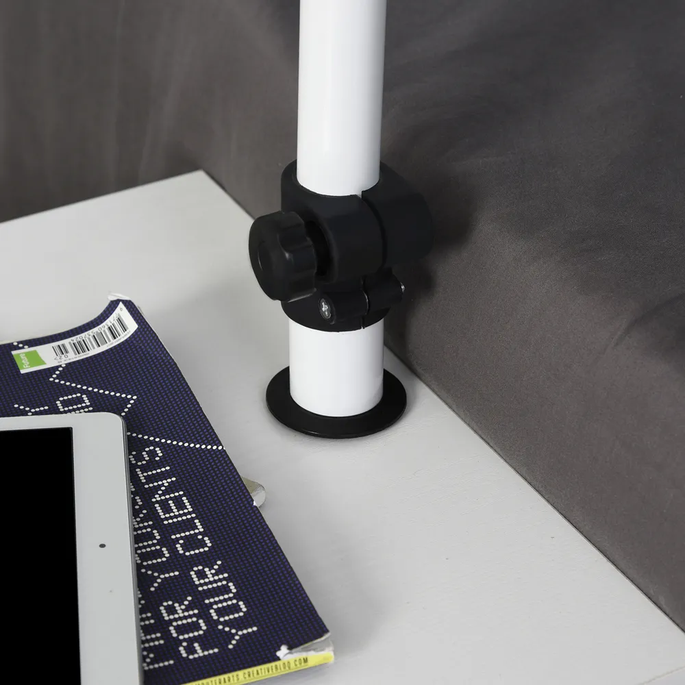 2 Drawer Swivel Bedside Table with Wheels - White