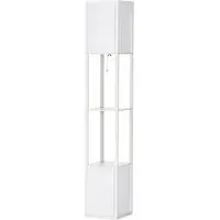 2 Light Floor Lamp with Shelves - White
