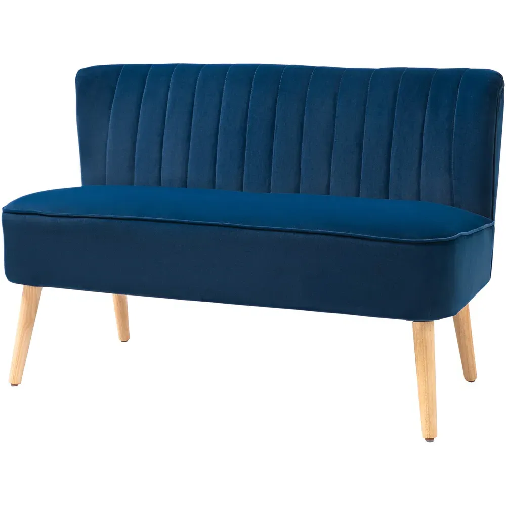 2 Seater Dining Sofa Bench - Blue, Velvet