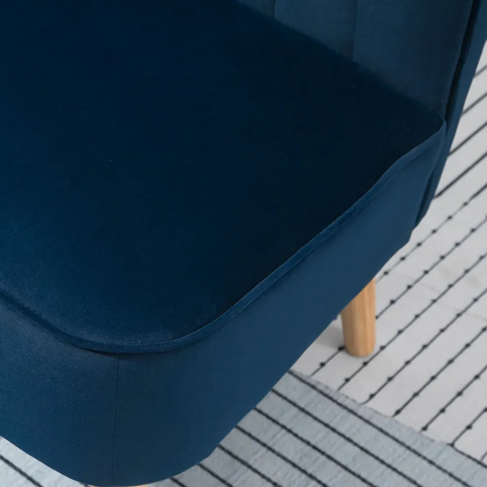 2 Seater Dining Sofa Bench - Blue, Velvet