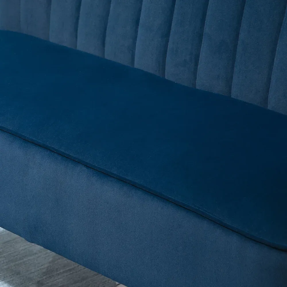 2 Seater Dining Sofa Bench - Blue, Velvet