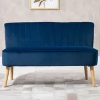 2 Seater Dining Sofa Bench - Blue, Velvet