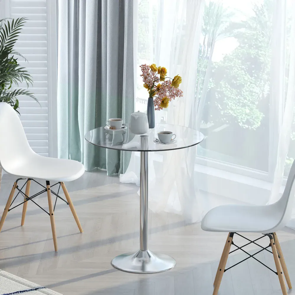 2 Seater Dining Table - Silver, Glass