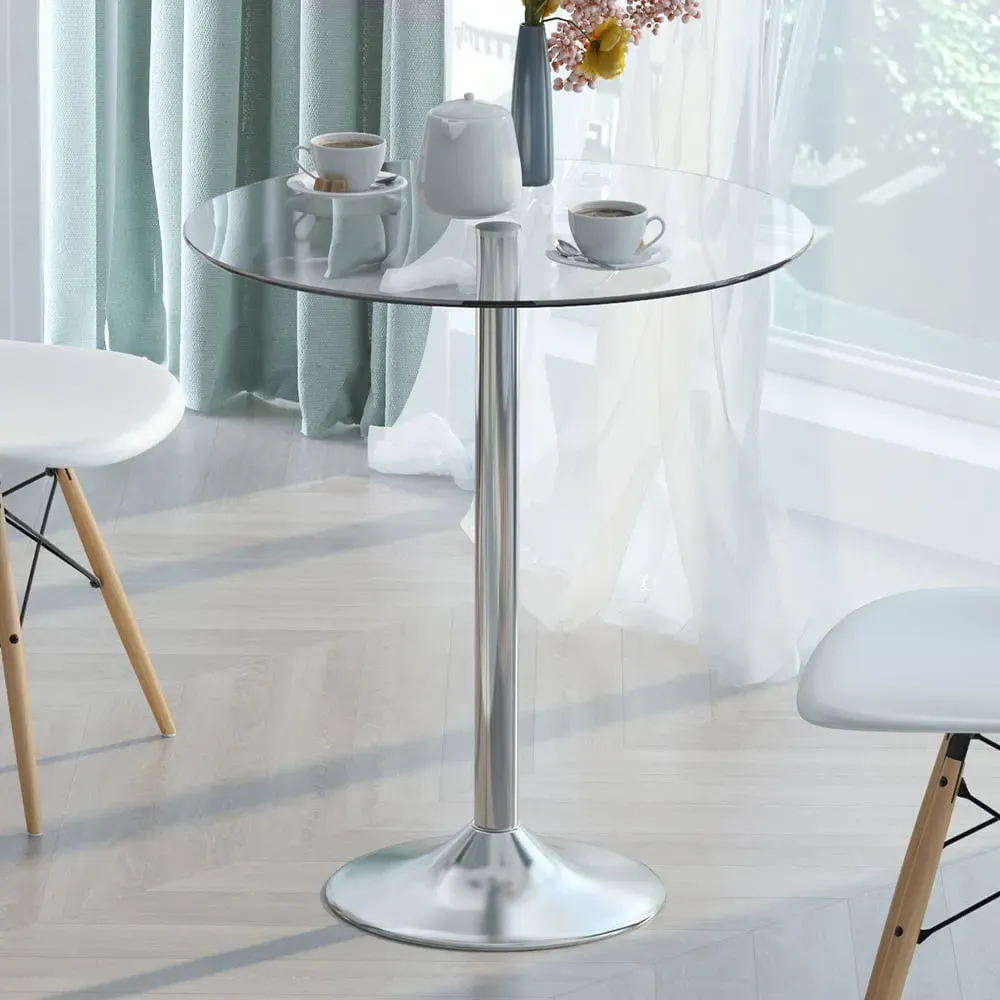 2 Seater Dining Table - Silver, Glass image