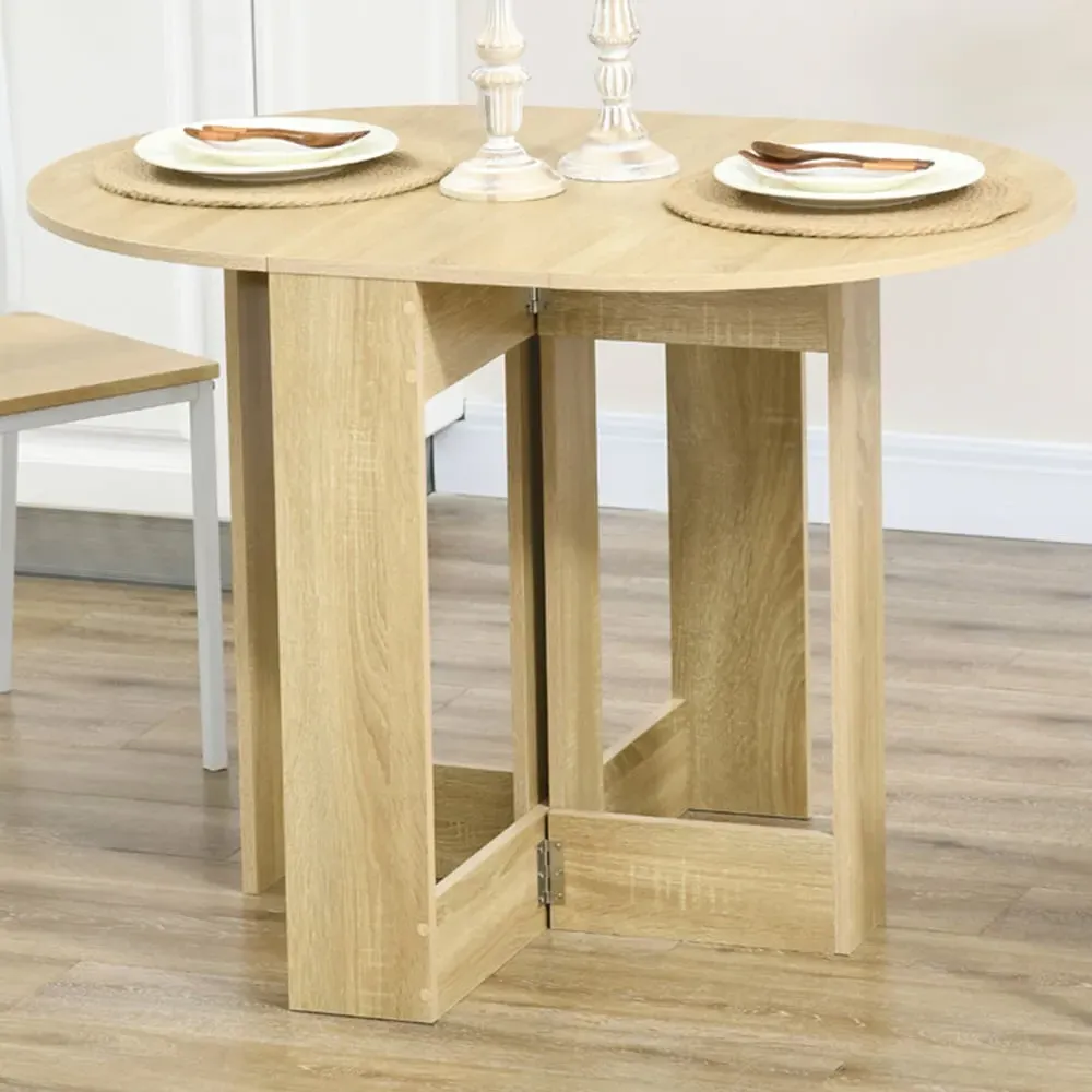 2-Seater Drop Leaf Dining Table - Brown, Oak image