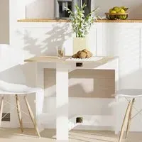 2 Seater Folding Dining Table - Oak, White