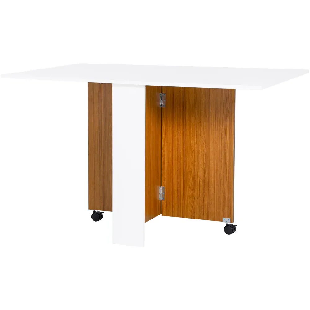 2 Seater Folding Dining Table - White, Teak
