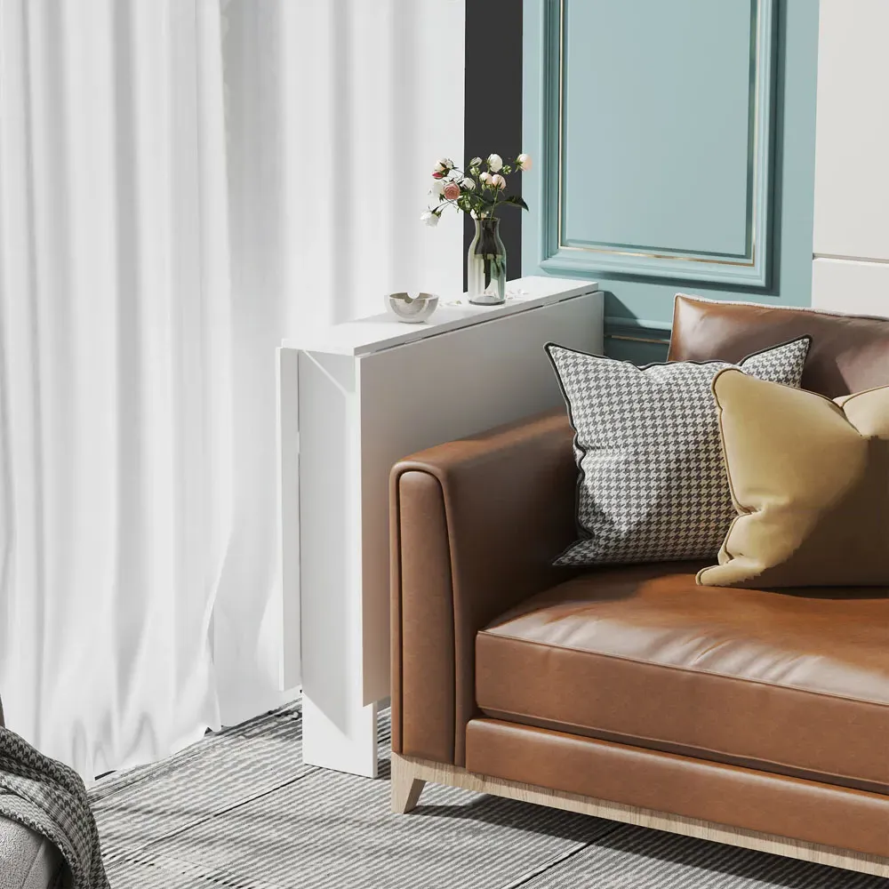 2 Seater Folding Dining Table - White, Teak