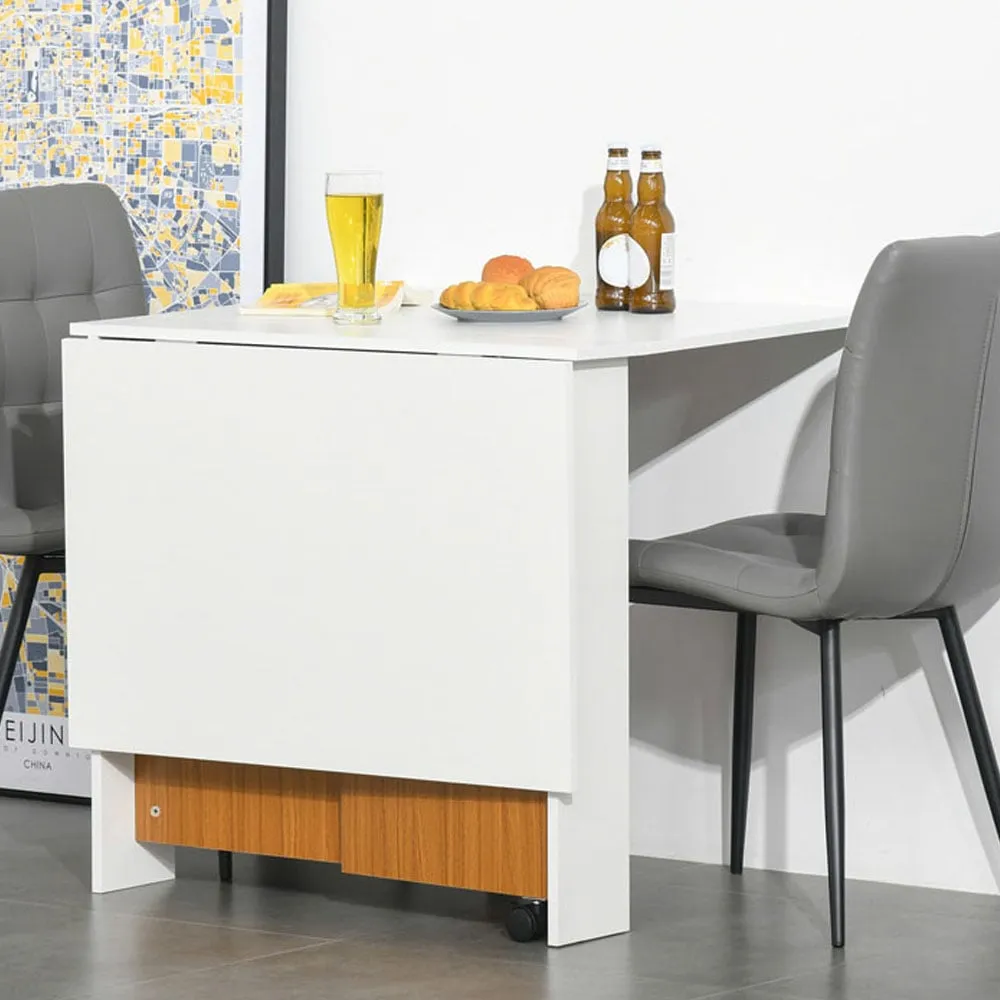 2 Seater Folding Dining Table - White, Teak