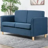 2-Seater Loveseat Sofa - Blue, Linen