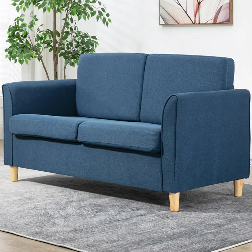 2-Seater Loveseat Sofa - Blue, Linen