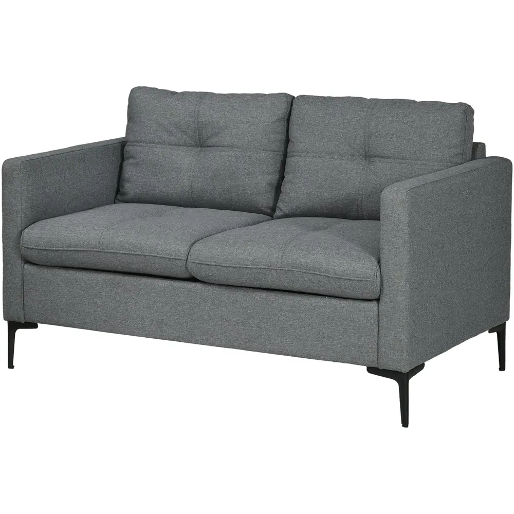 2-Seater Loveseat Sofa - Dark Grey, Linen