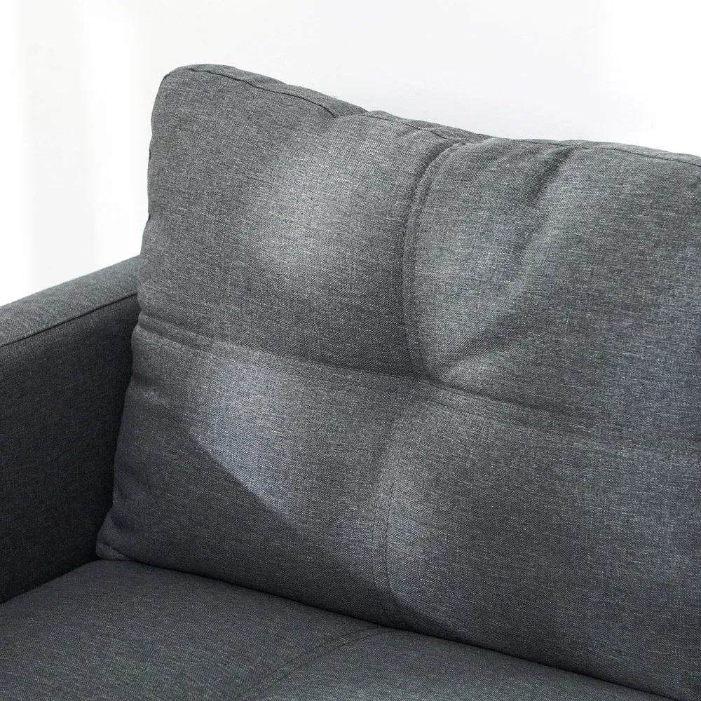 2-Seater Loveseat Sofa - Dark Grey, Linen