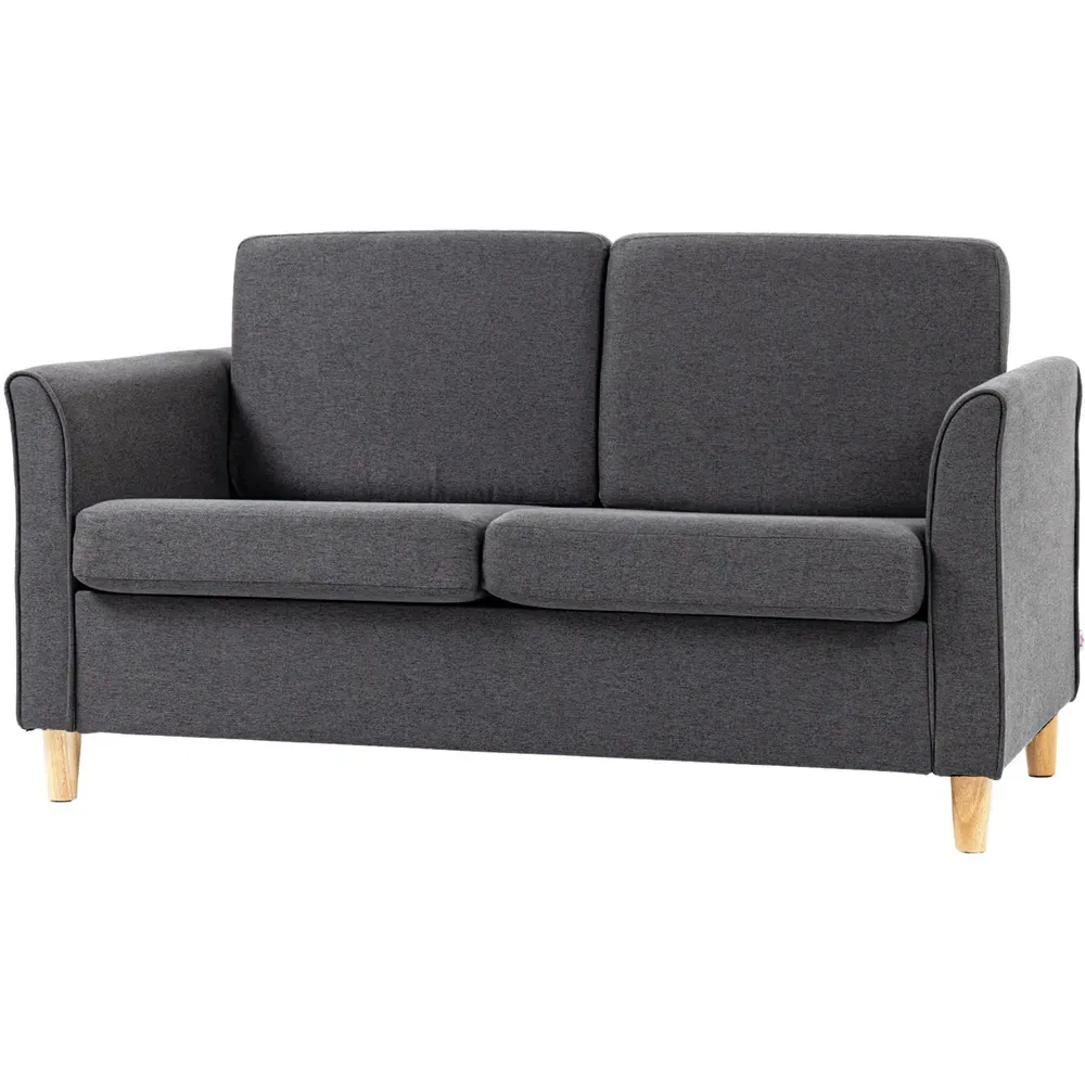 2-Seater Loveseat Sofa - Dark Grey, Linen