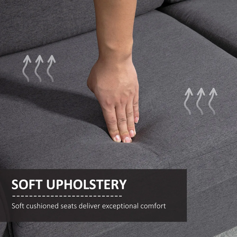 2-Seater Loveseat Sofa - Dark Grey, Linen