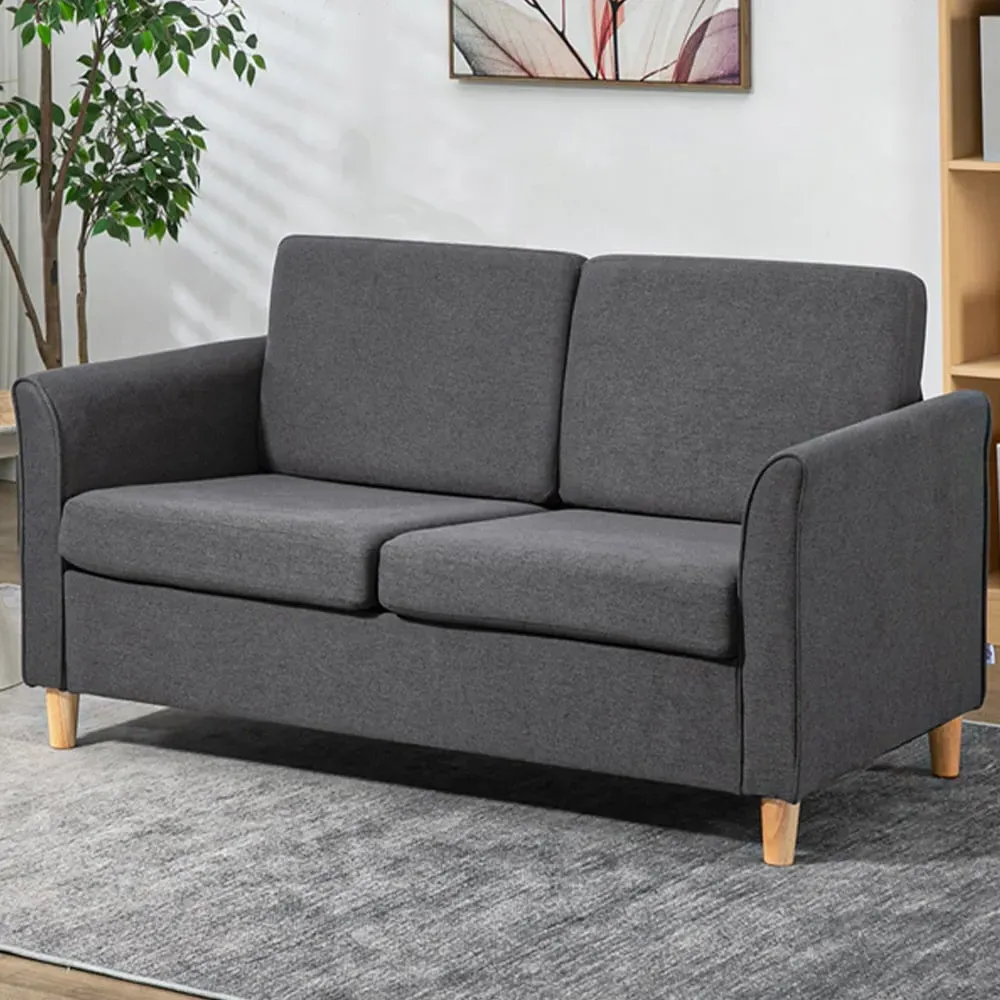 2-Seater Loveseat Sofa - Dark Grey, Linen image