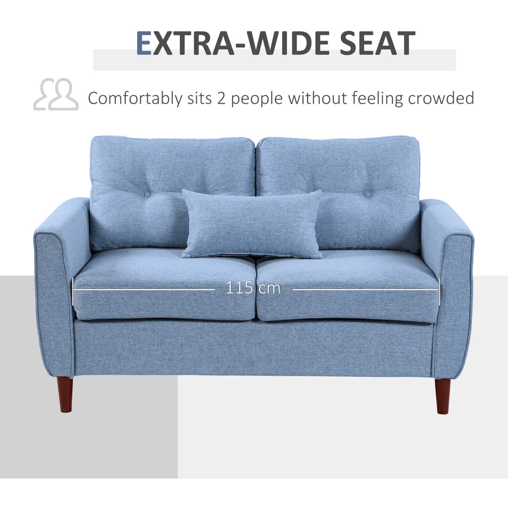 2-Seater Loveseat Sofa - Light Blue, Linen