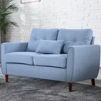 2-Seater Loveseat Sofa - Light Blue, Linen