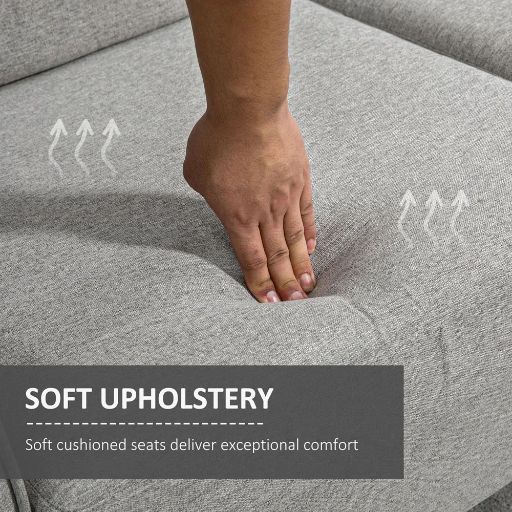 2-Seater Loveseat Sofa - Light Grey, Linen