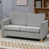 2-Seater Loveseat Sofa - Light Grey, Linen