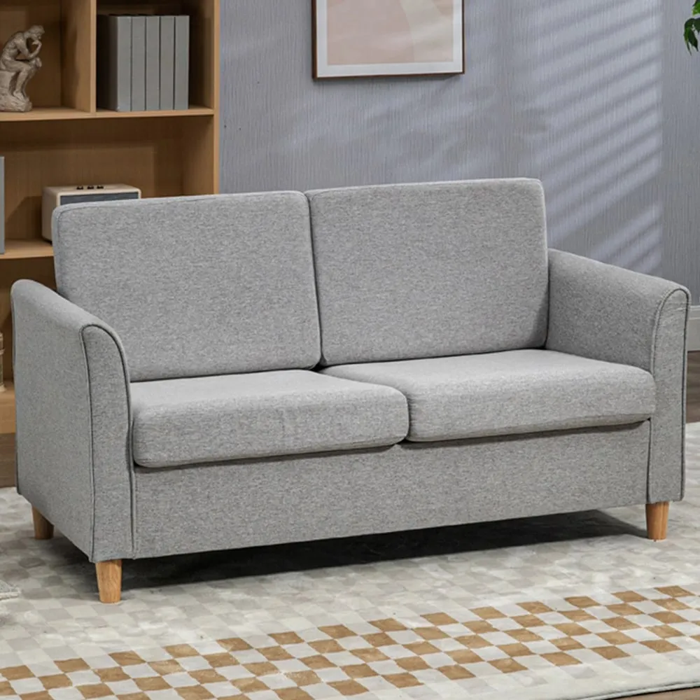 2-Seater Loveseat Sofa - Light Grey, Linen