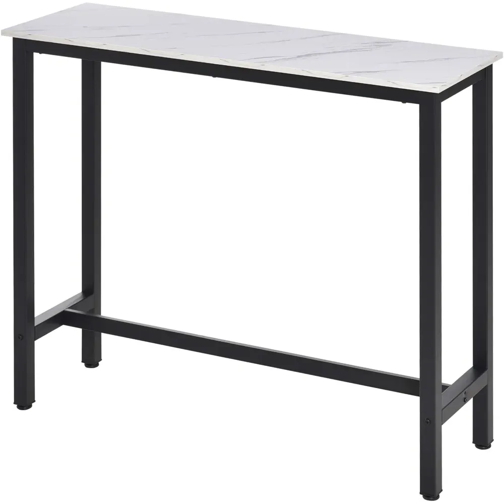 2 Seater Marble Effect Dining Table - White and Black