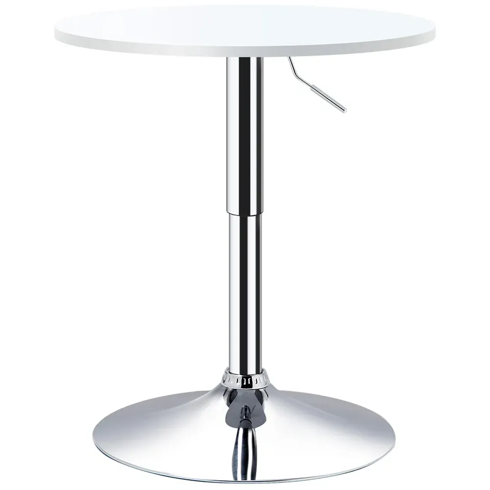 2 Seater Round Adjustable Height Swivel Bar Table - White