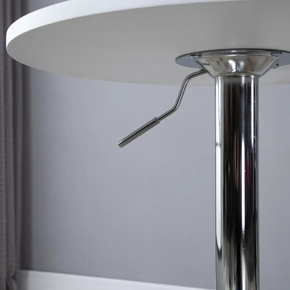 2 Seater Round Adjustable Height Swivel Bar Table - White