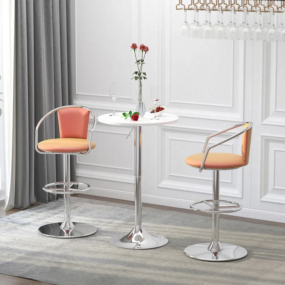2 Seater Round Adjustable Height Swivel Bar Table - White