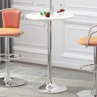 2 Seater Round Adjustable Height Swivel Bar Table - White