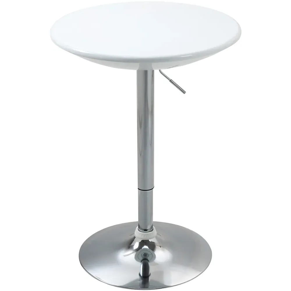 2 Seater Round Adjustable Height Swivel Bar Table - White